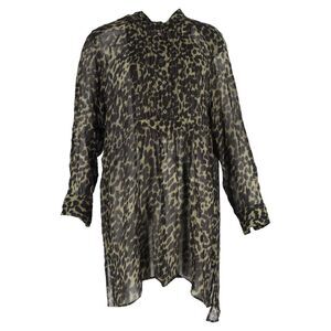 Étoile Isabel Marant Cray Leopard Print Mini Dress in Green Viscose